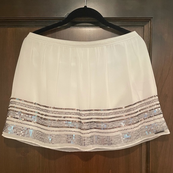 Abercrombie Sequin Mini Skirt, White, size M - Picture 1 of 5